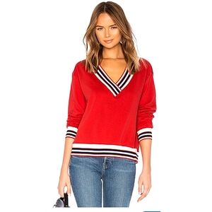Rebecca Minkoff Kristine Tennis Stripe Sweatshirt Size Medium Red
